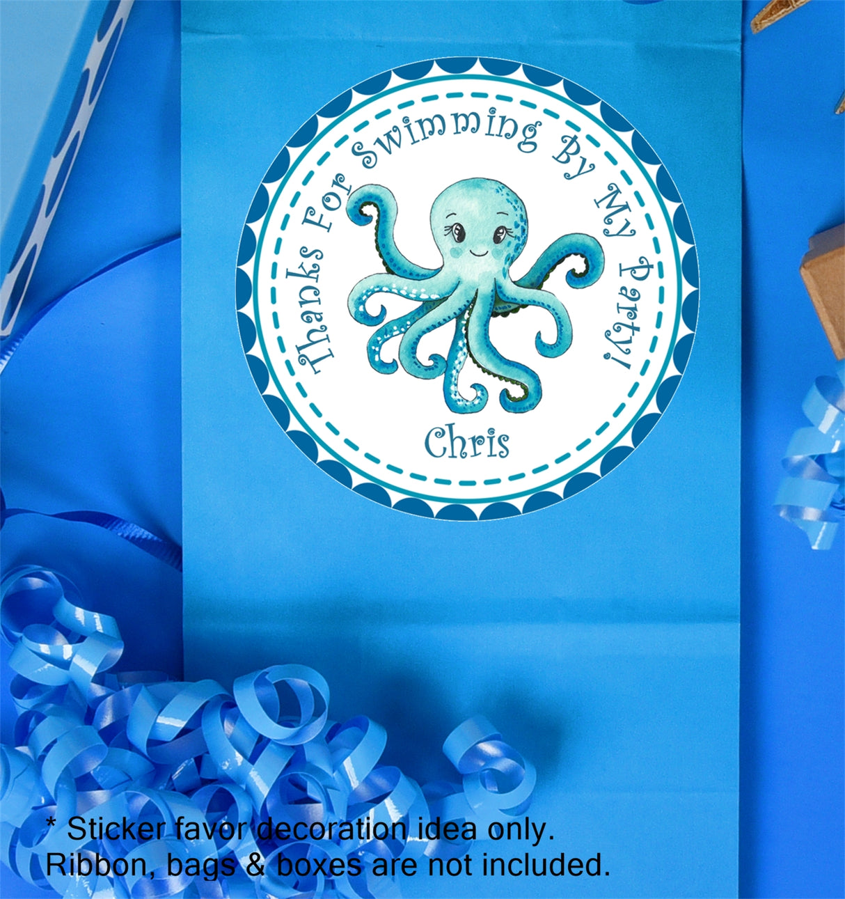 cute watercolor octopus thank-you sticker