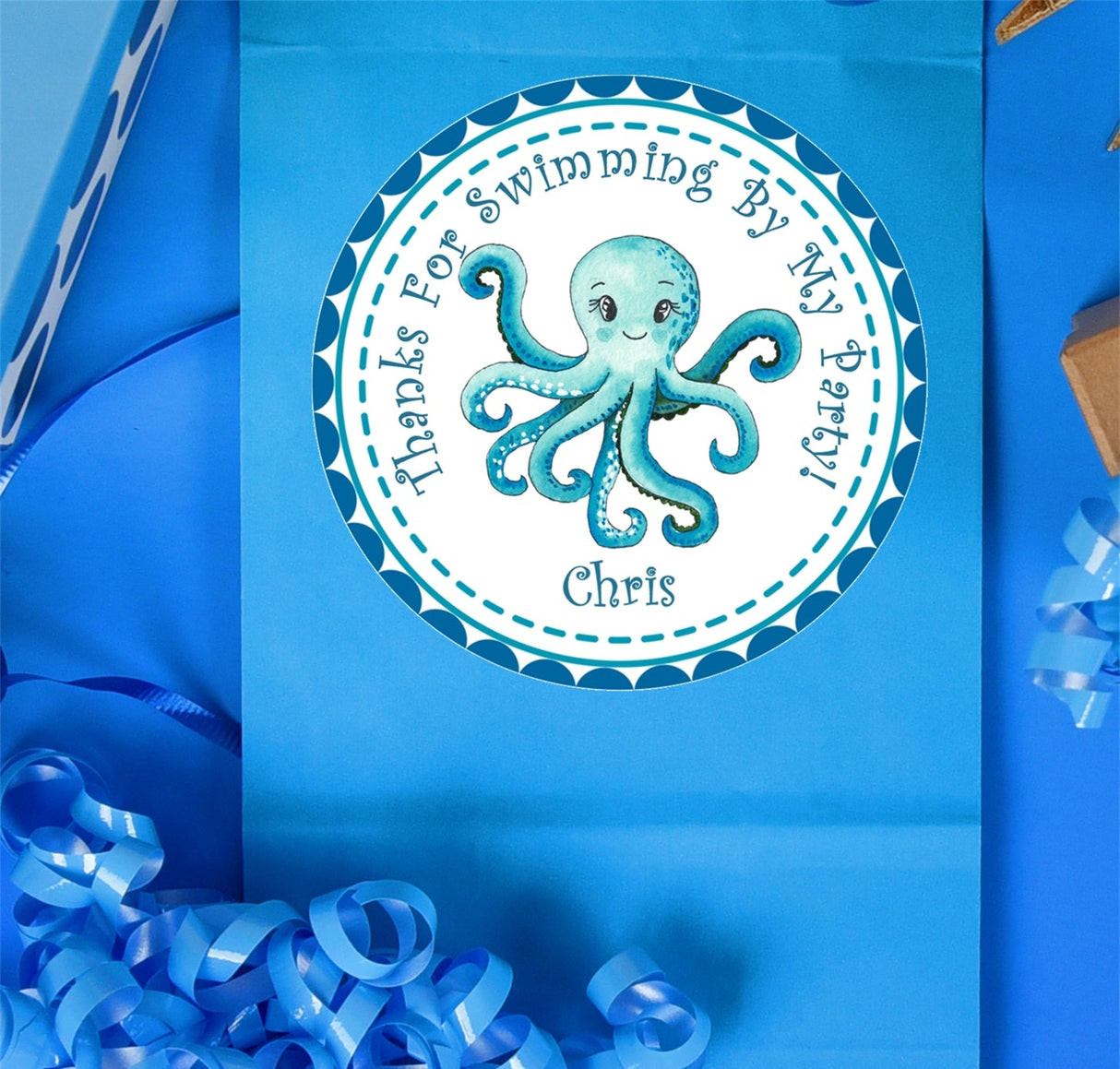 cute watercolor octopus thank-you sticker