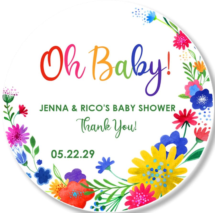 floral fiesta baby labels