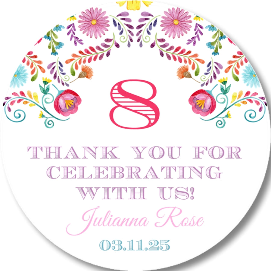 floral fiesta party stickers