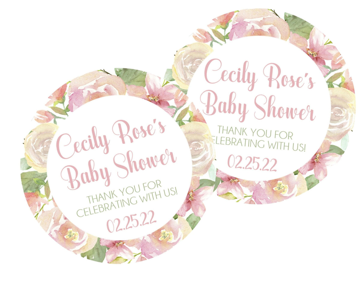 flower baby shower favor label