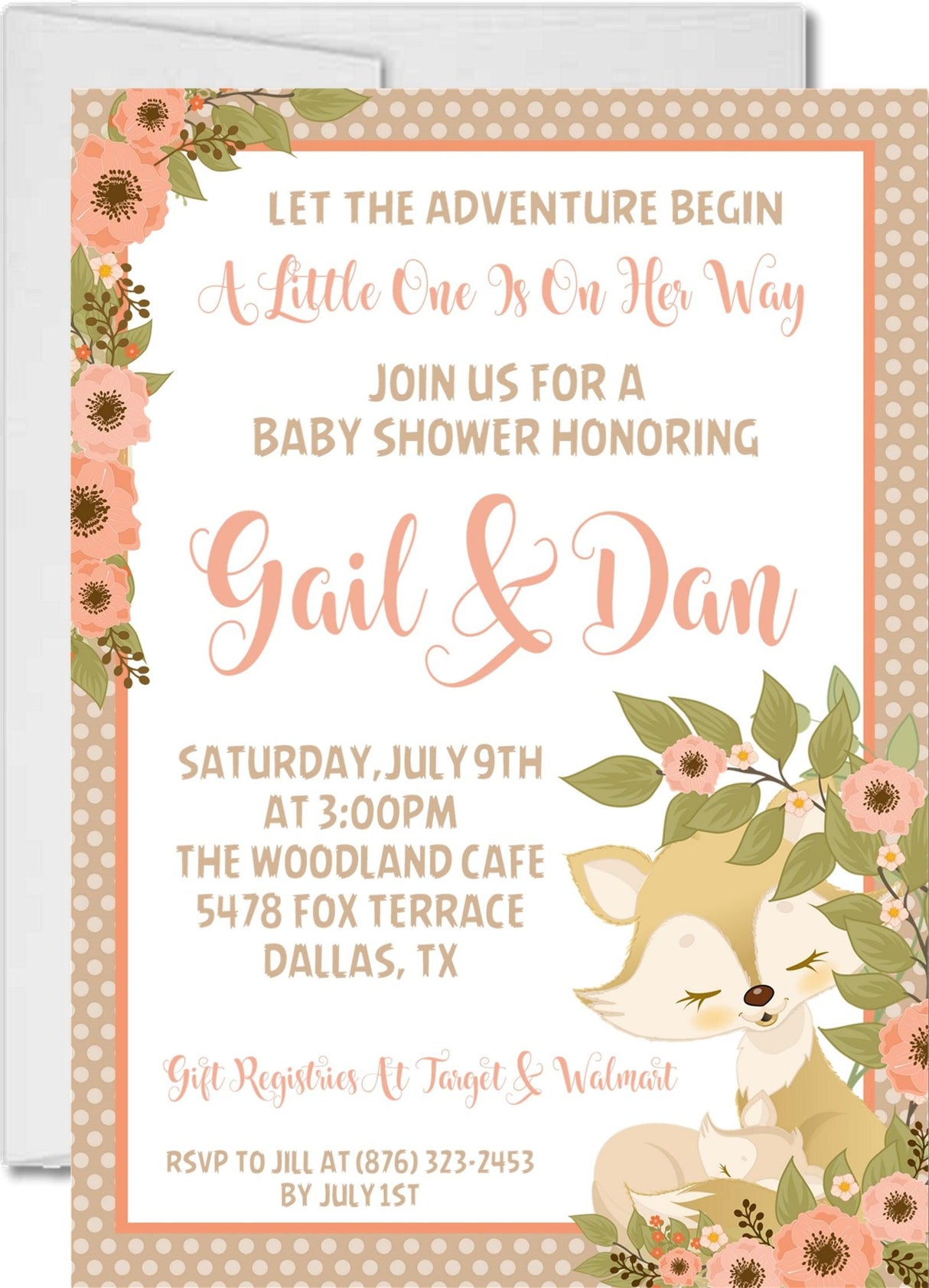 fox baby shower invitations rustic woodland theme