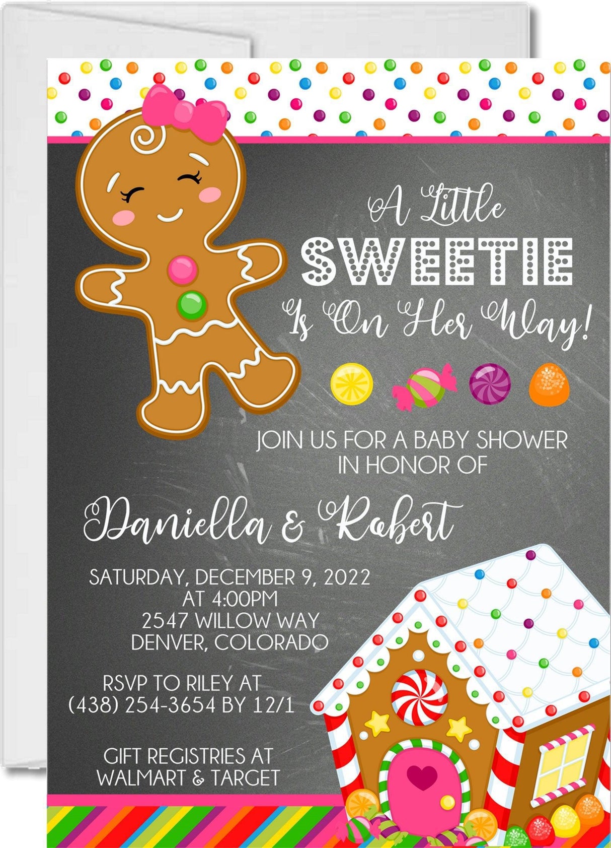 gingerbread cookie baby shower invitations pink holiday design
