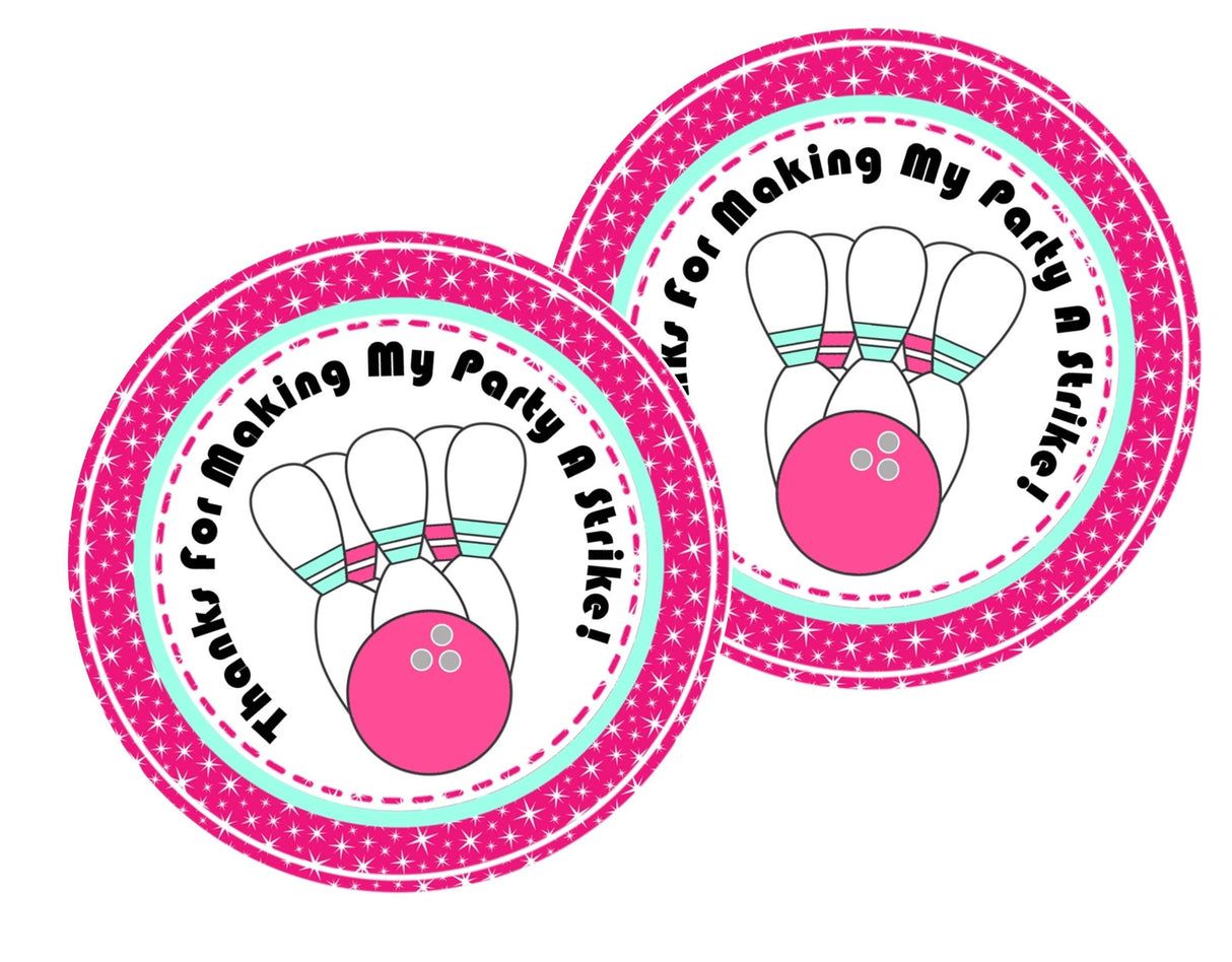 girls bowling ball and pins labels