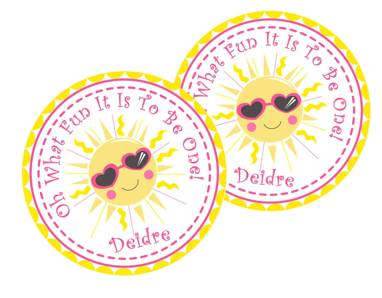 girls summer 1st birthday sticker
