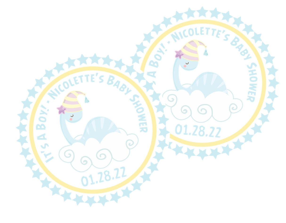 it’s a boy dinosaur theme favor label