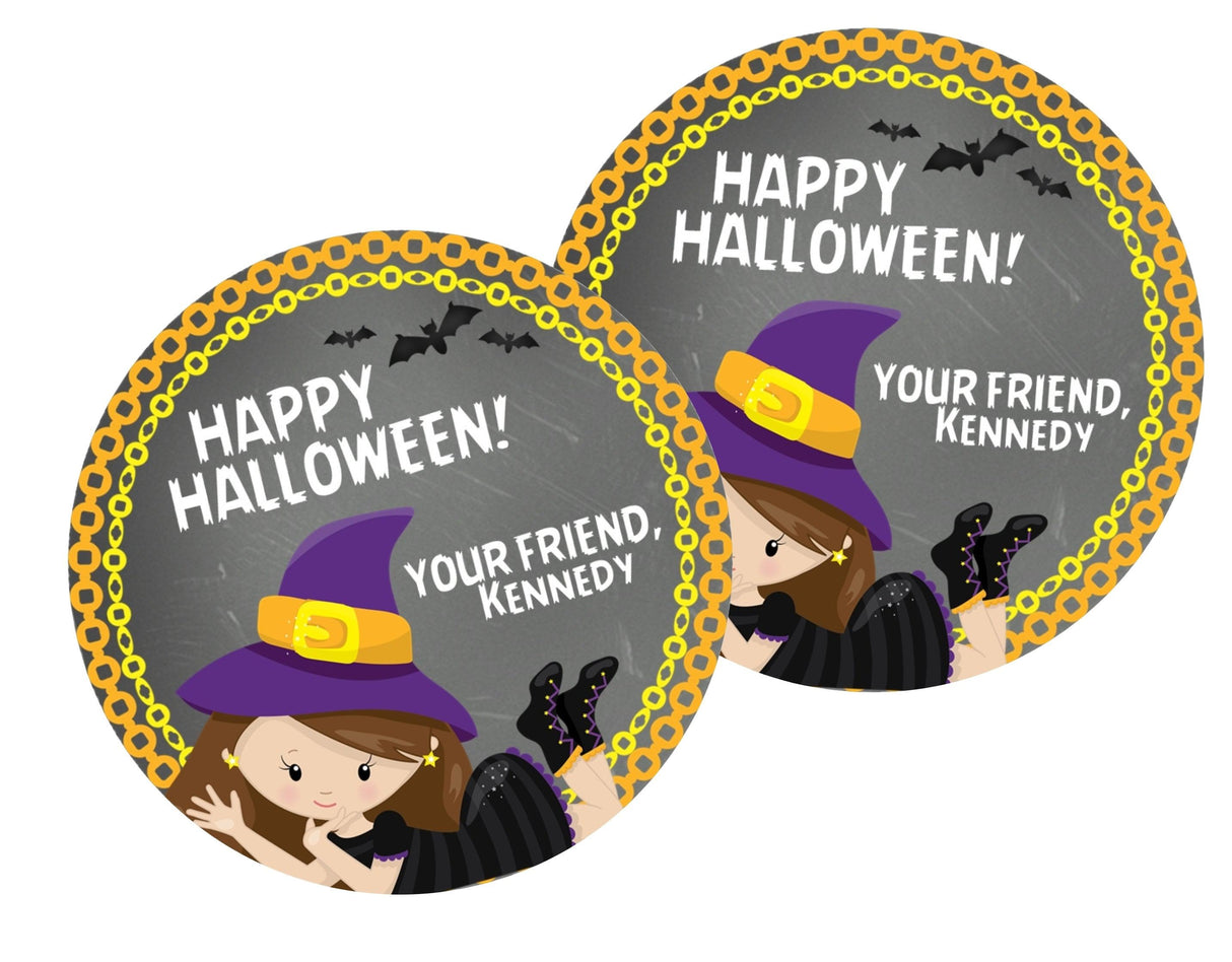 kids halloween witch favor label