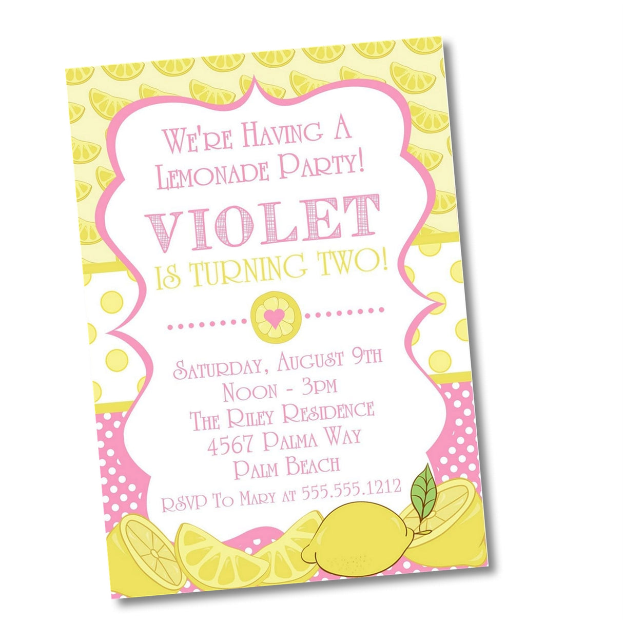 Pink Lemonade Birthday Party Invitations