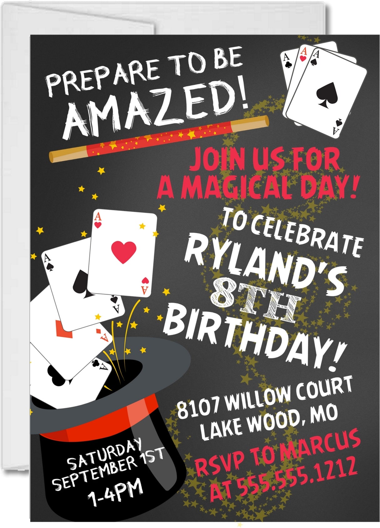 magic birthday party invitations magician hat design