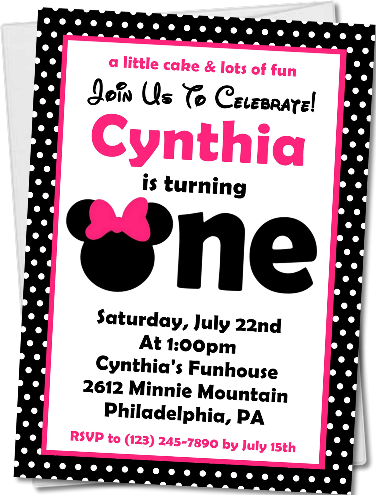 Minnie Mouse 1st Birthday Party Invitations