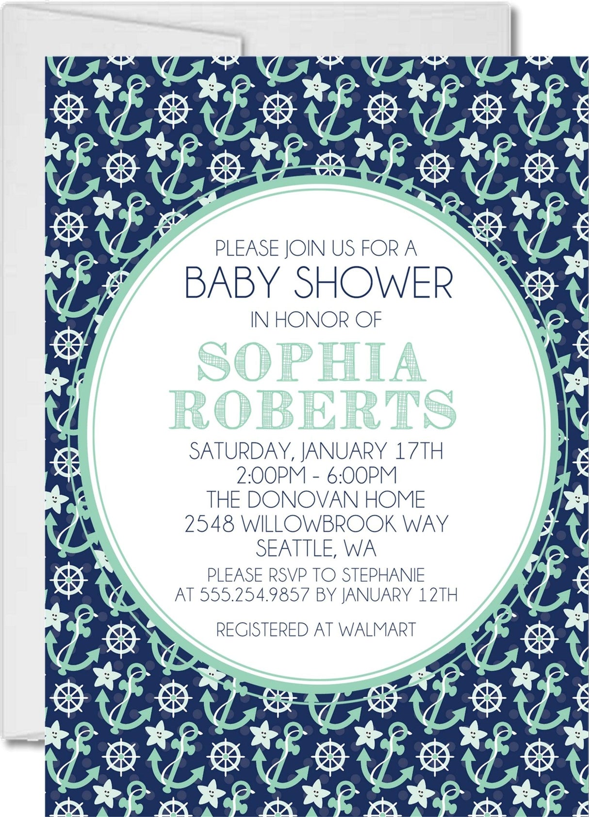 nautical baby shower invitations navy anchor pattern design