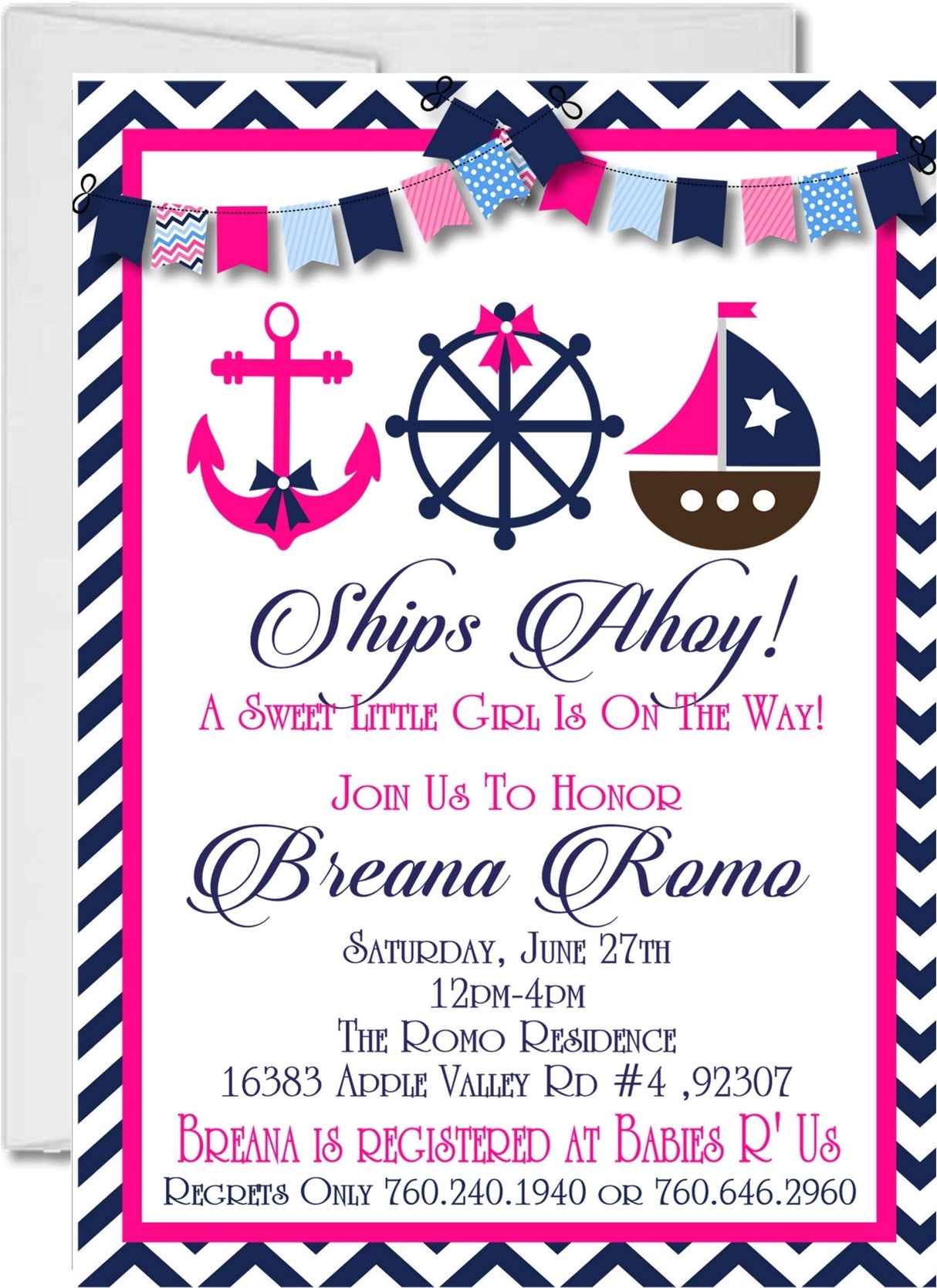 nautical baby shower invitations pink navy anchor design