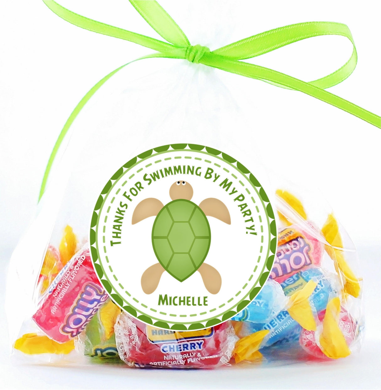 ocean themed green turtle sticker for kids birthday