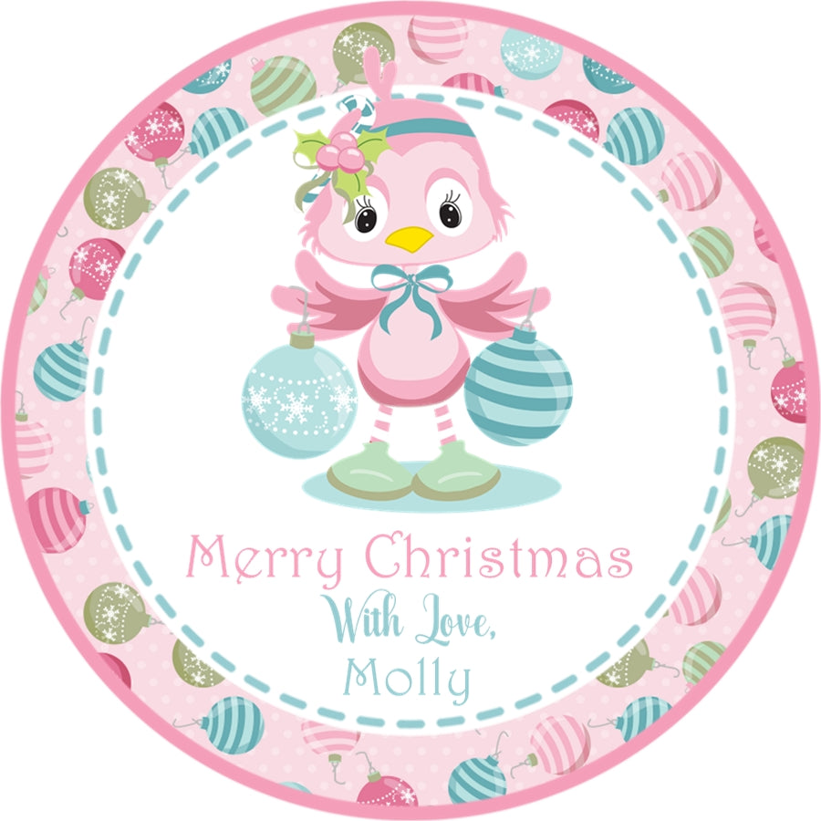 pastel penguin first christmas personalized sticker
