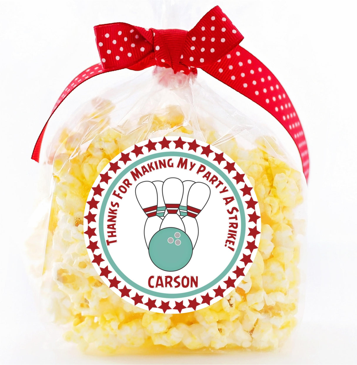 personalized bowling thank you sticker maroon teal