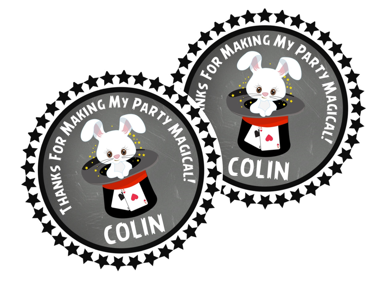 personalized magic bunny thank-you sticker