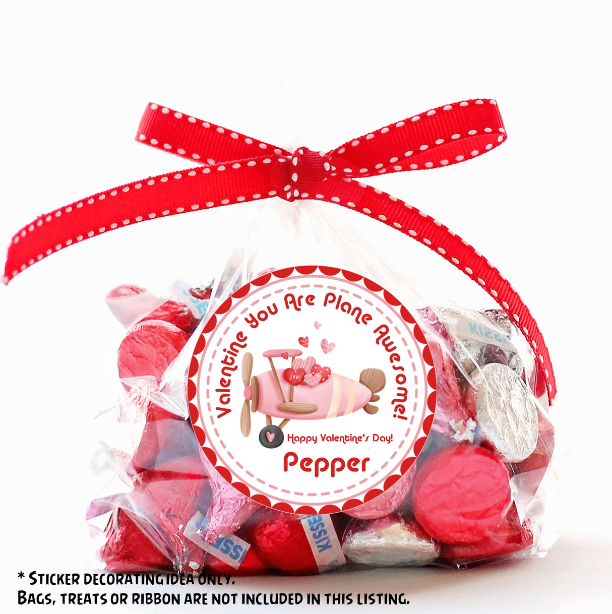 personalized plane valentine stickers for treat bags