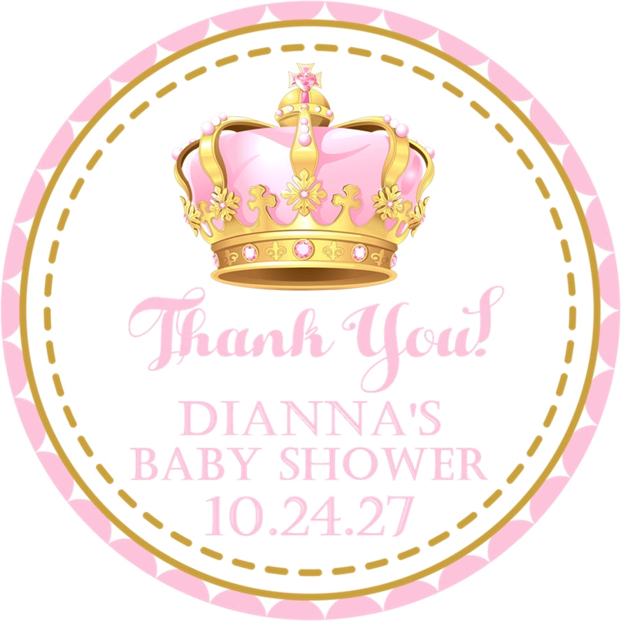 personalized princess baby shower favor label