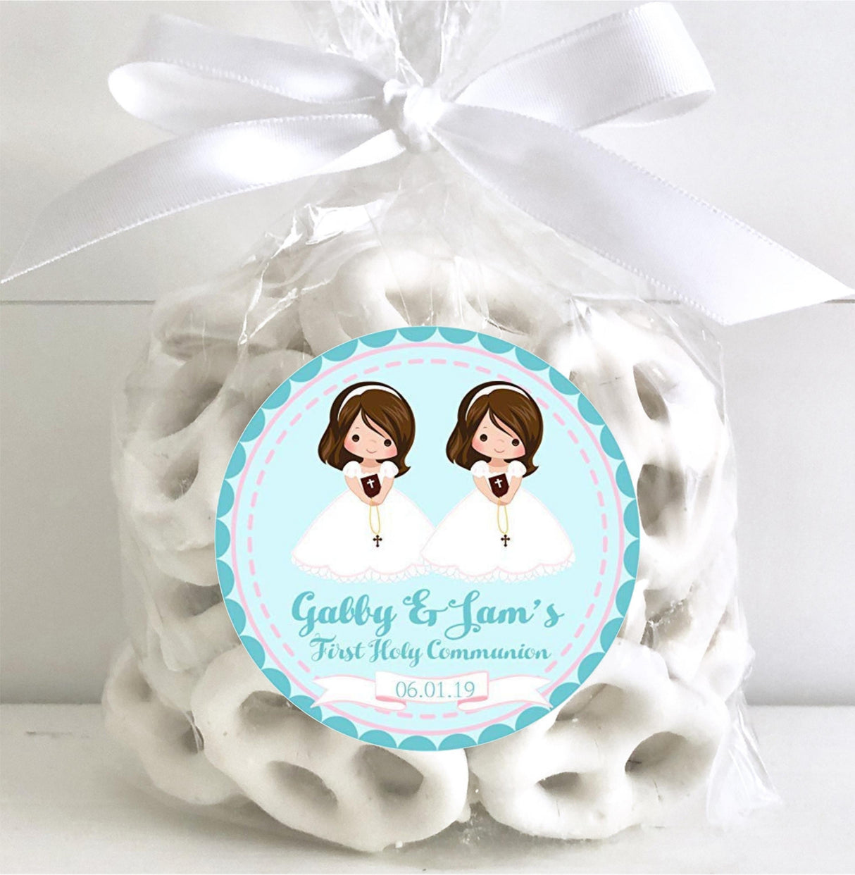 personalized twin communion sticker