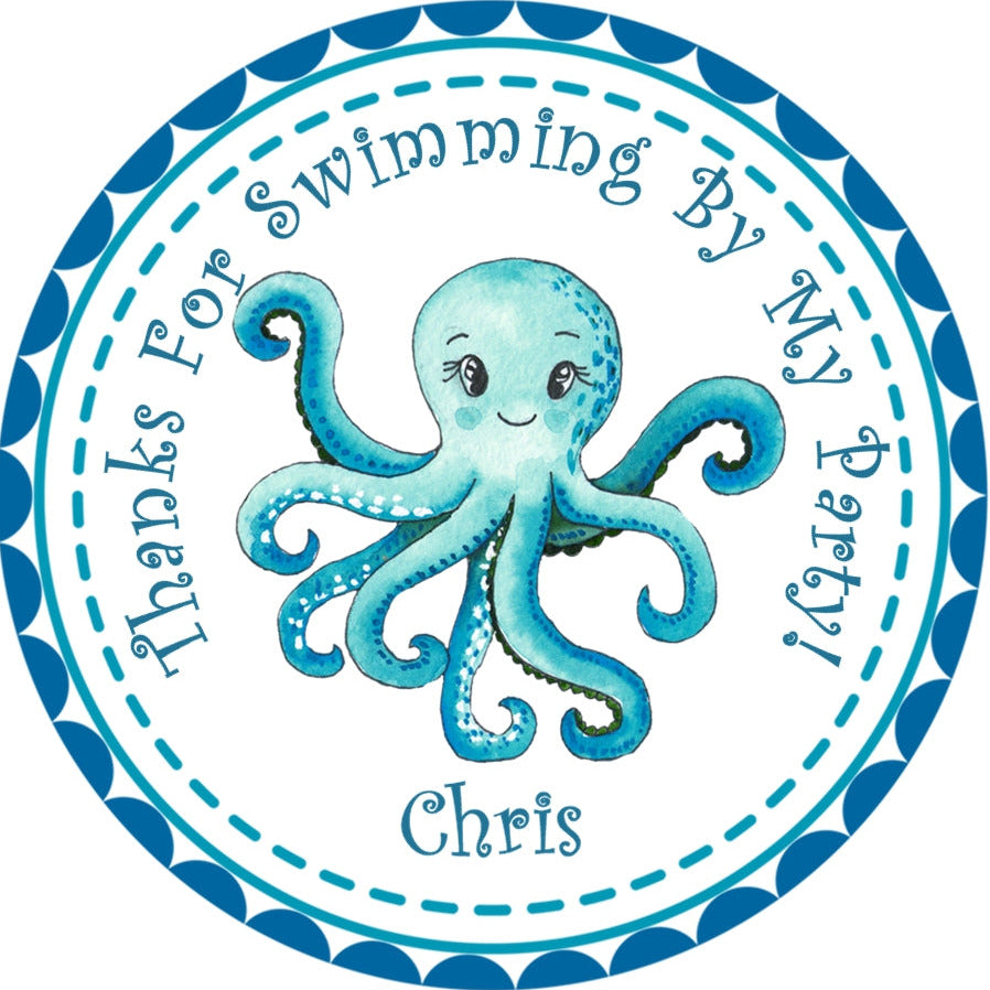 personalized under the sea party favor label