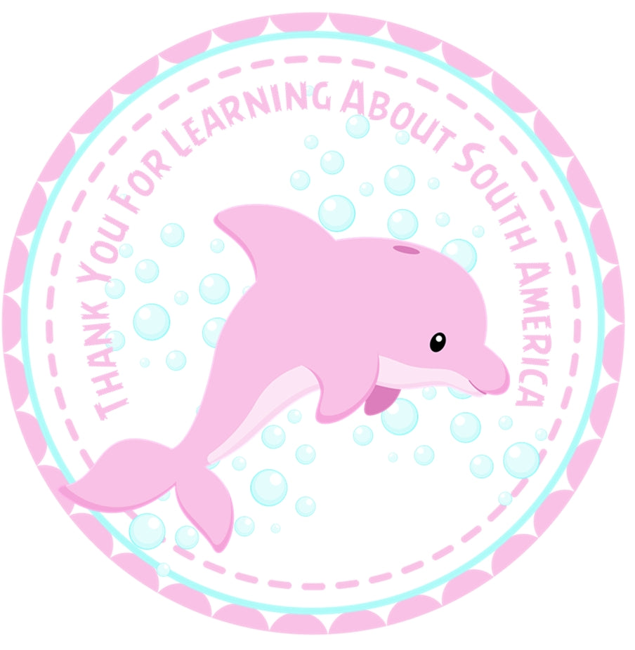 pink dolphin sticker and water bubbles
