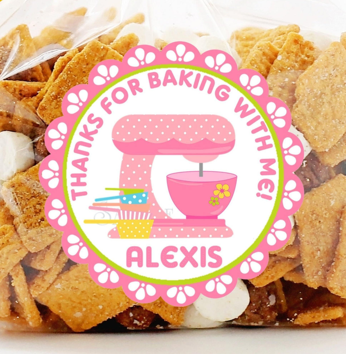 pink scalloped mixer baking sticker