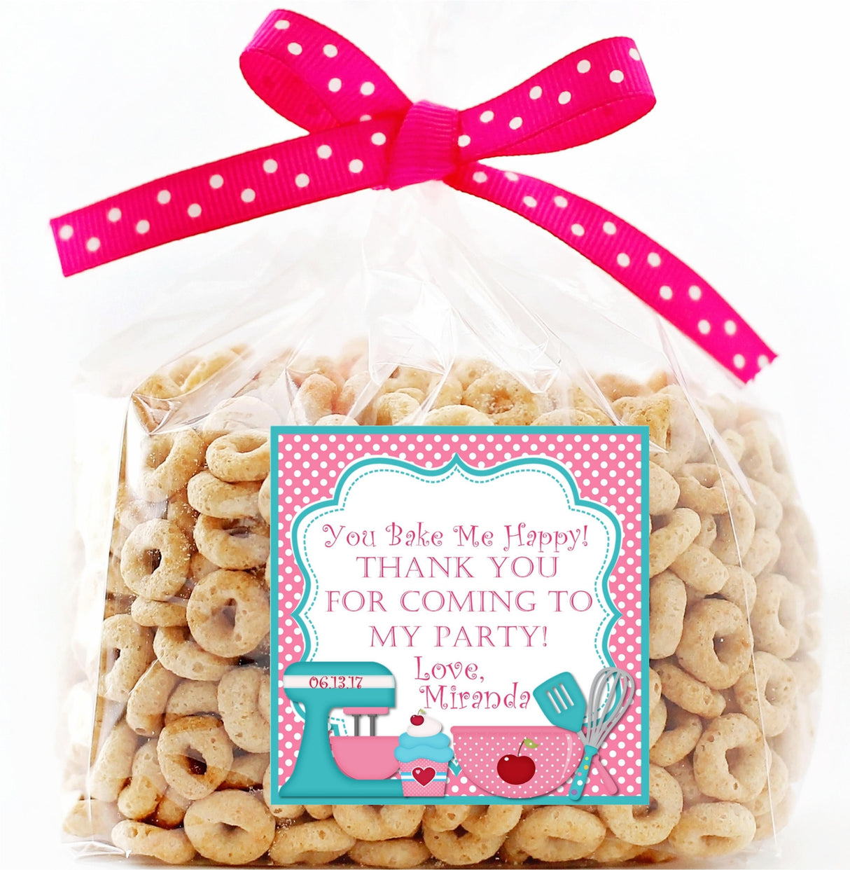 pink teal baking theme thank you sticker