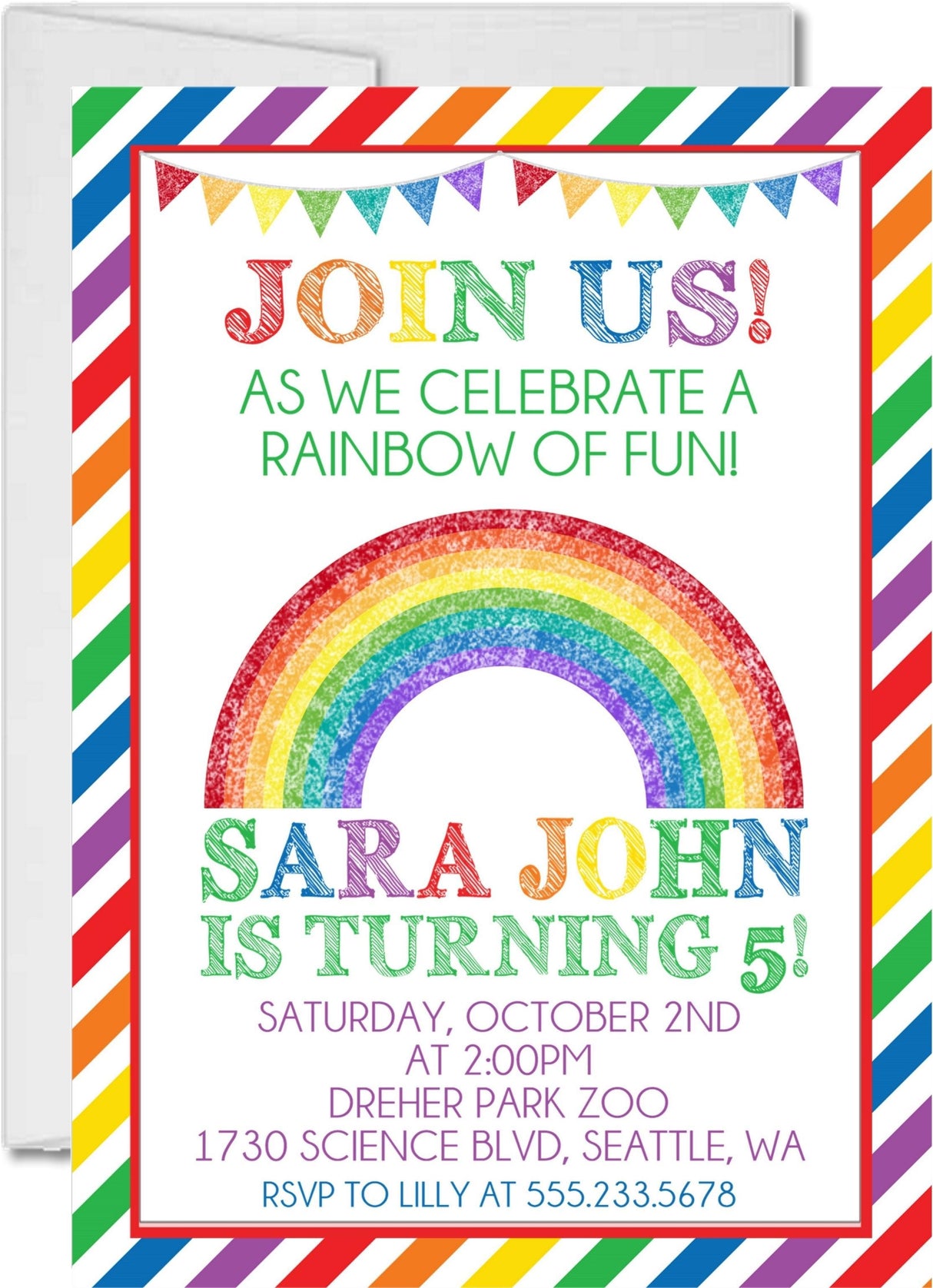 rainbow birthday party invitations colorful rainbow design