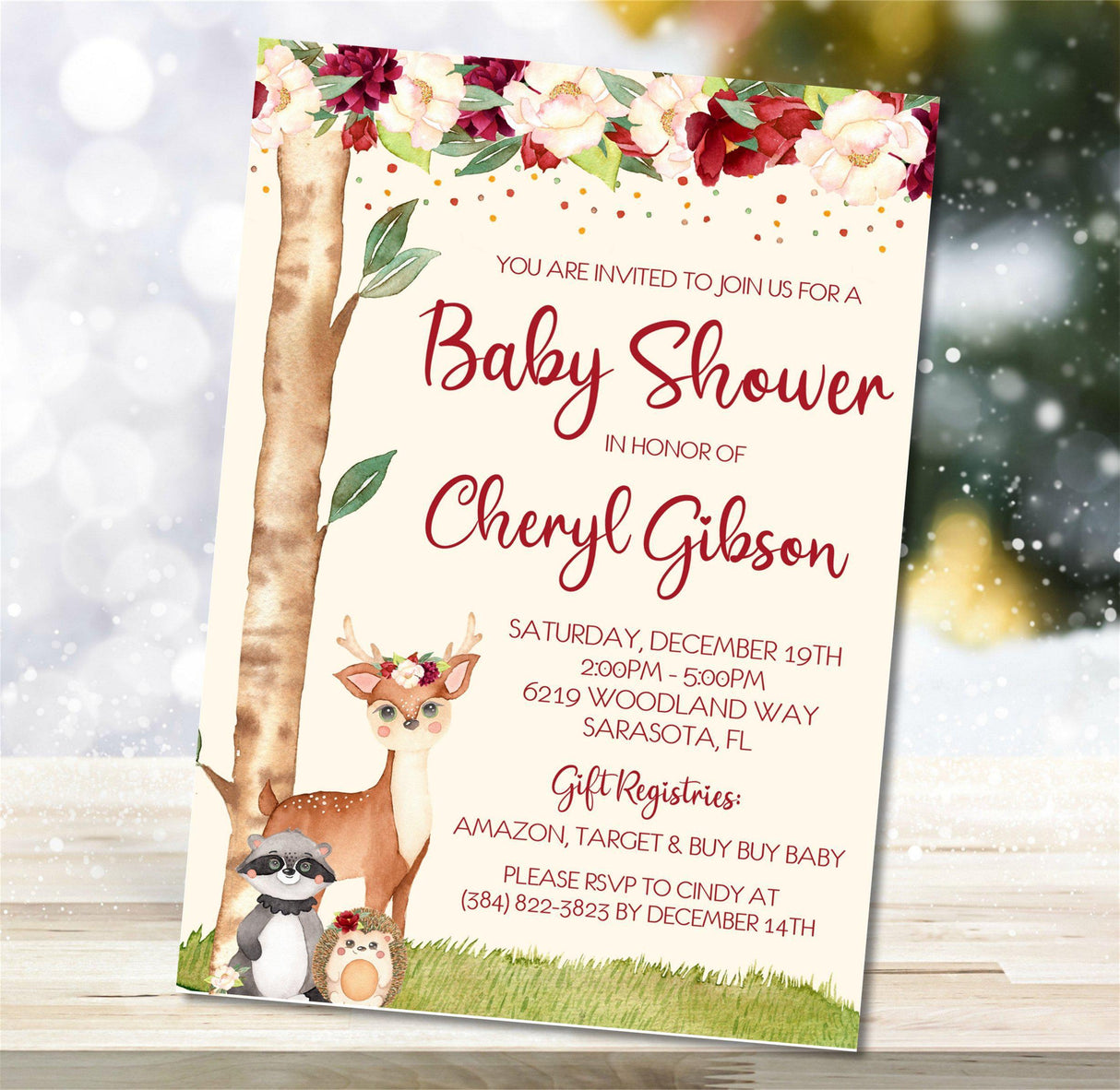 rustic forest animal baby shower invitations woodland theme