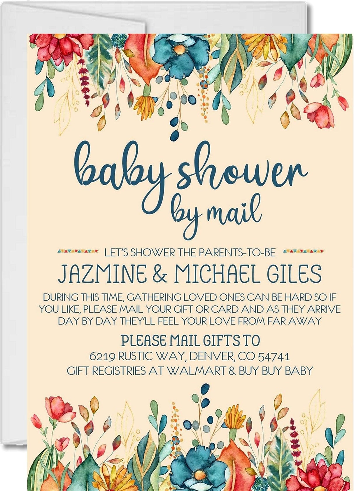 rustic wildflower baby shower by mail invitations floral botanical design
