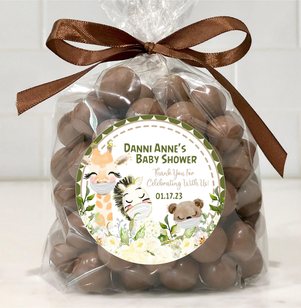 social distance jungle baby shower favor label