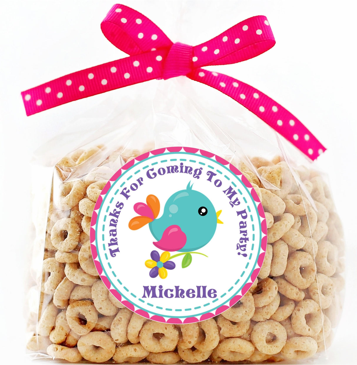 stitched border teal bird birthday sticker design