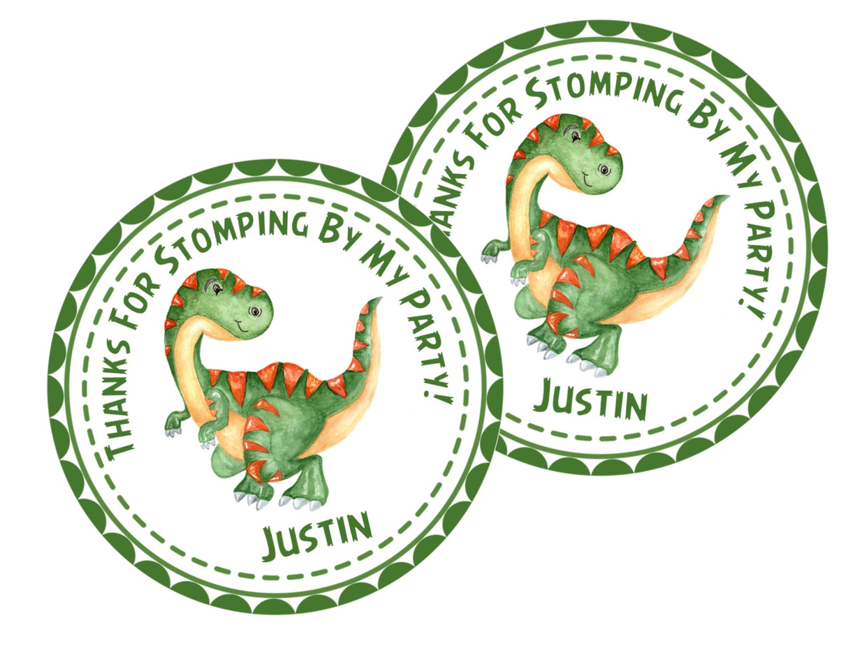 toddler dinosaur party favor sticker personalized