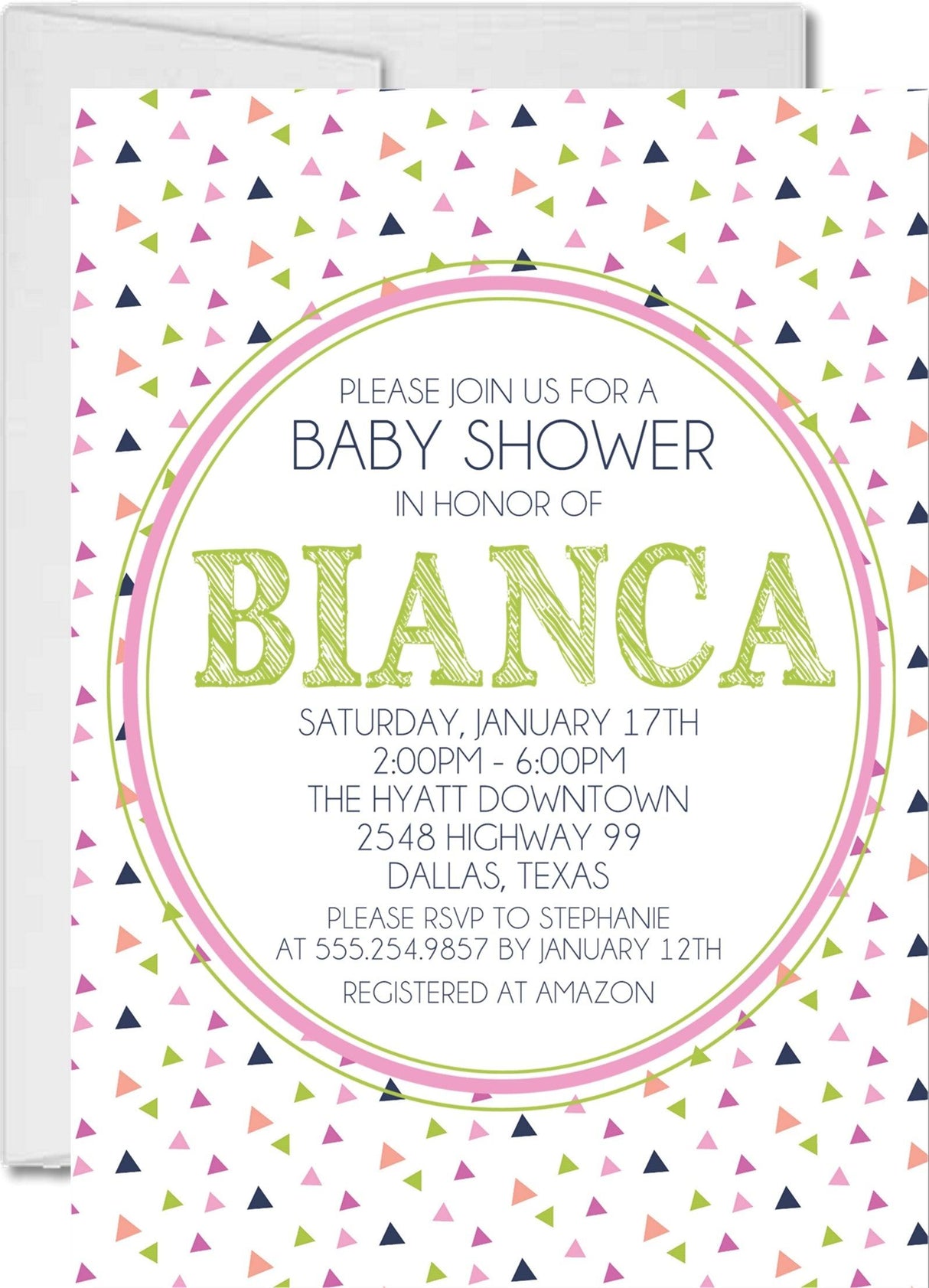 triangle baby shower invitation cards festive colorful style
