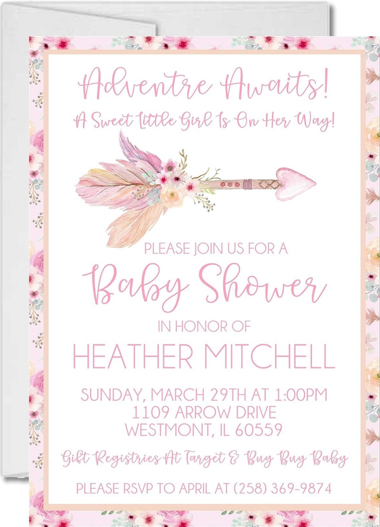 tribal arrow baby shower invitations pink boho design