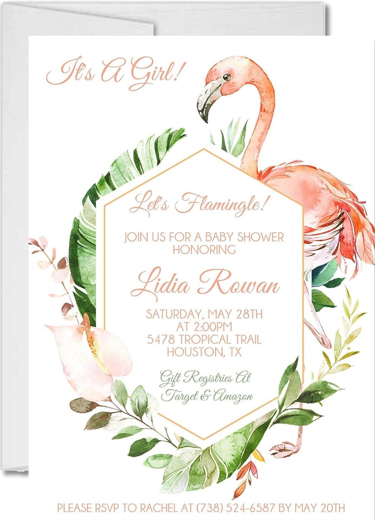 tropical flamingo invitation cards blush summer style