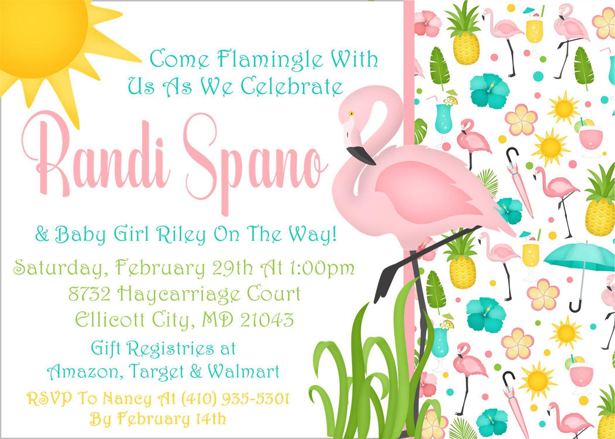 tropical flamingo invitation cards playful summer style