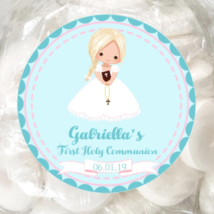 turquoise girls communion sticker