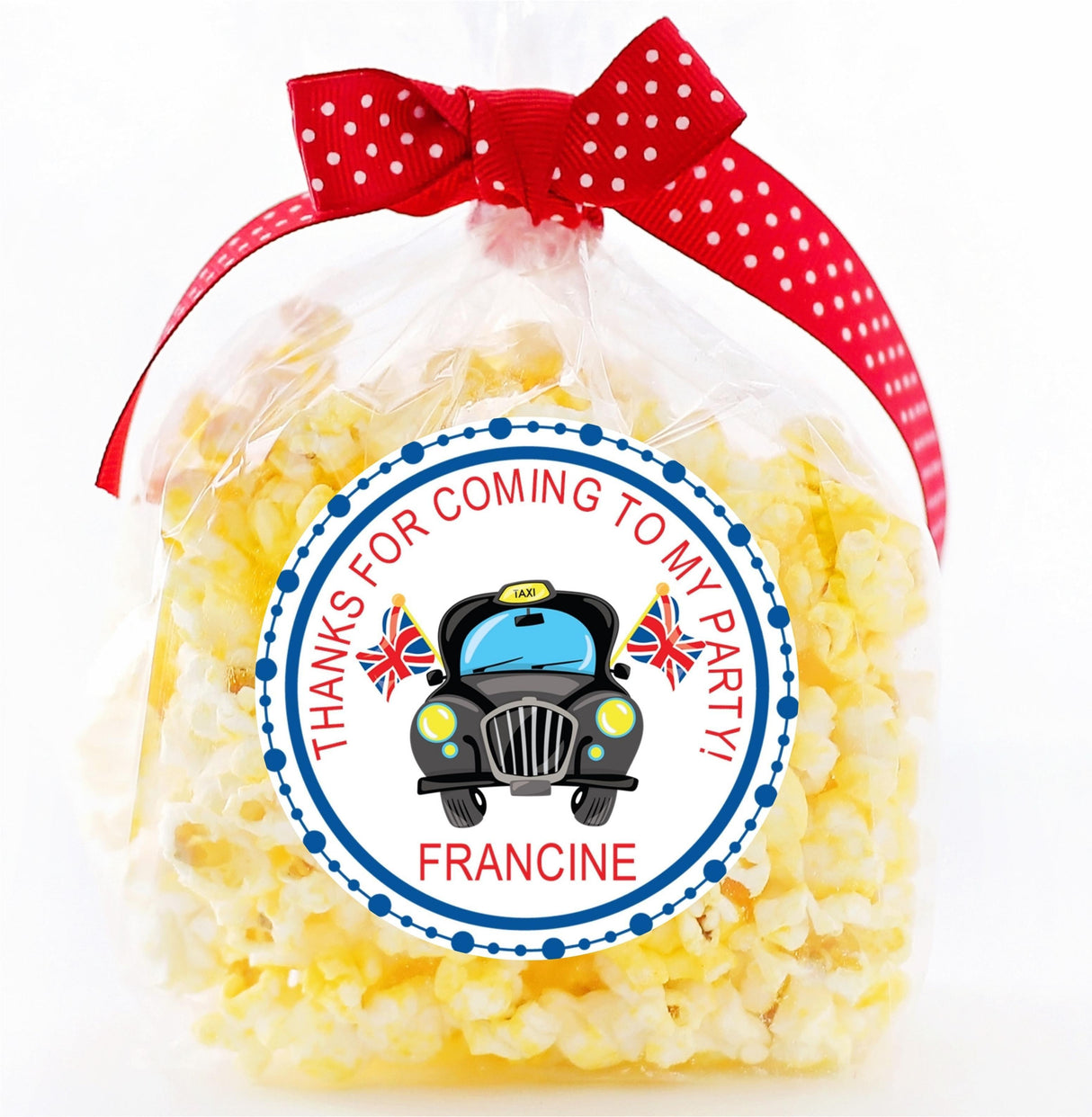 union jack taxi theme birthday sticker