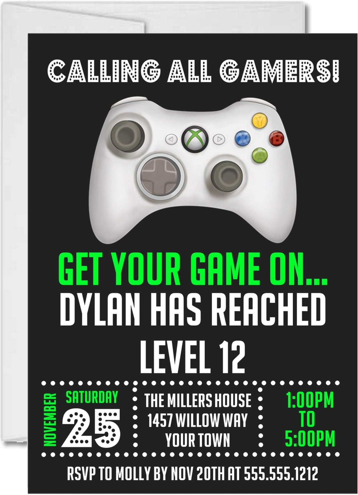 video game birthday party invitations gaming controller design