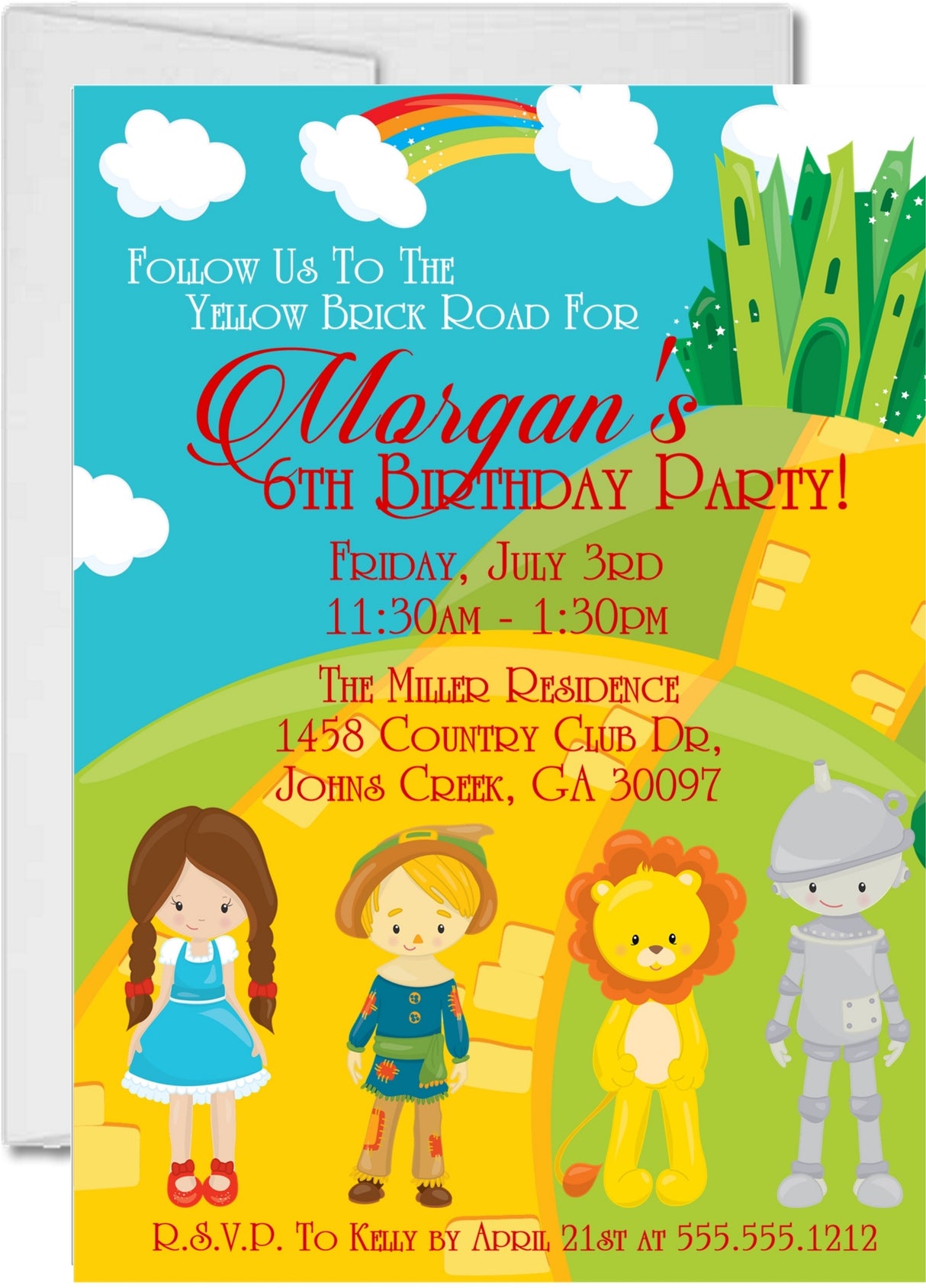 wizard of oz birthday party invitations yellow brick road design