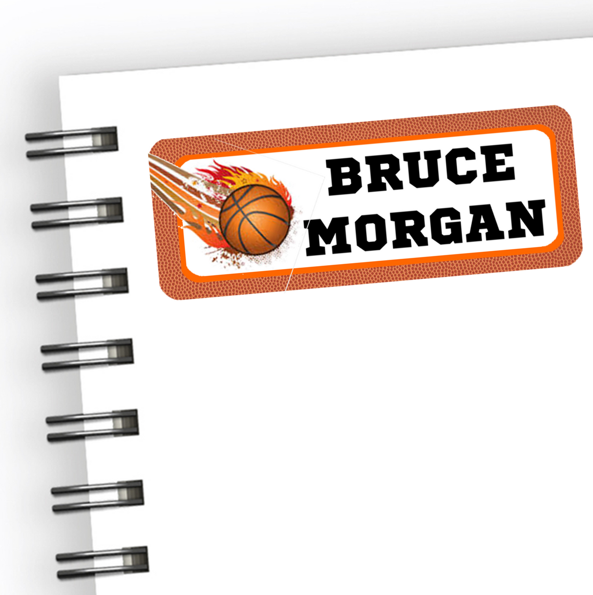 Action basketball back to school name label
