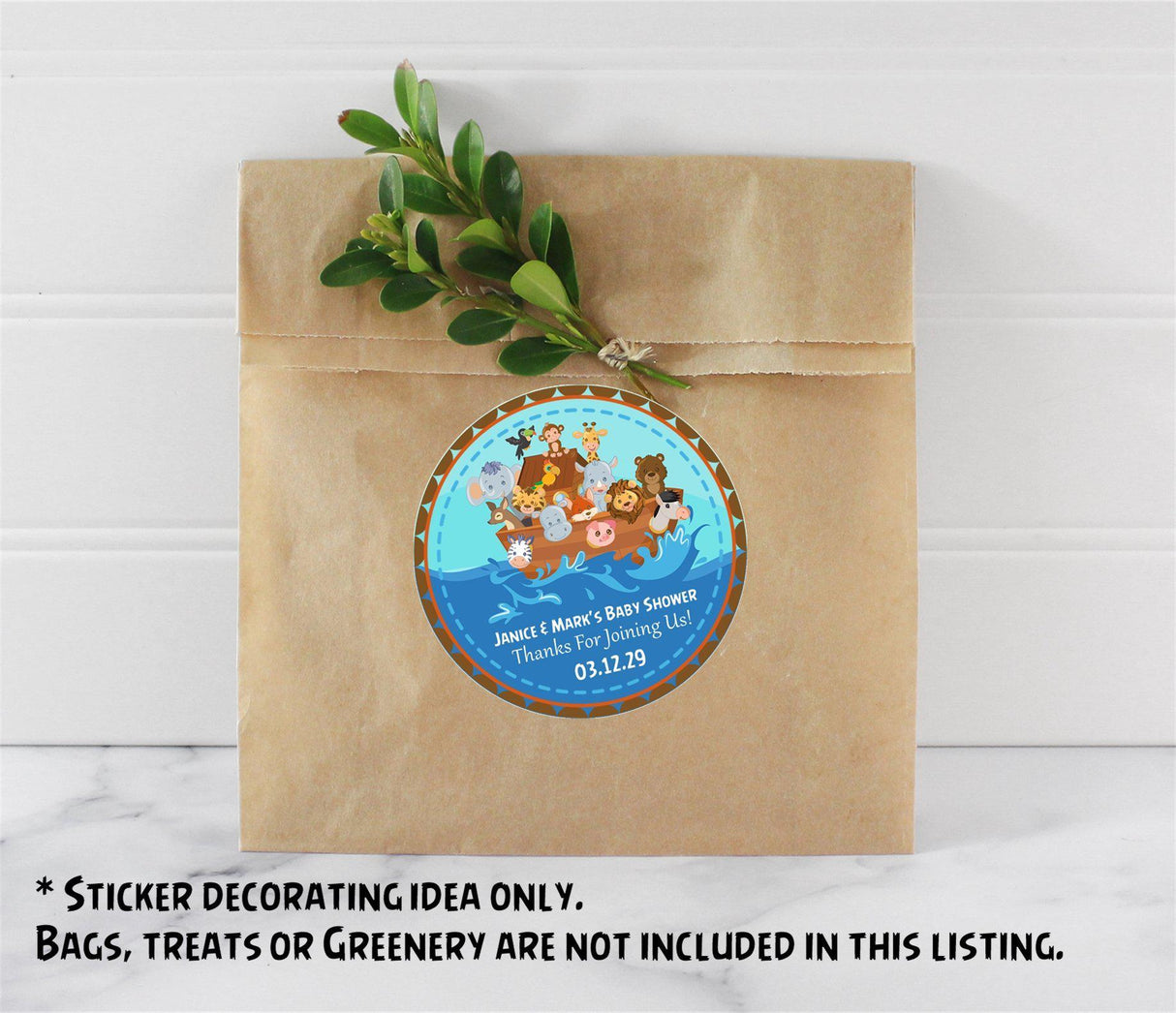 Animal pair baby shower favor label