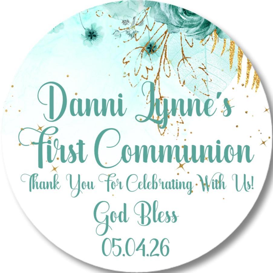 Aqua Primera Comunión sticker for boys or girls