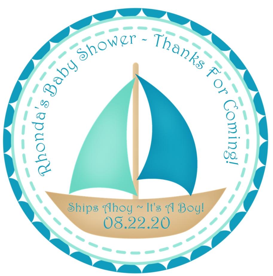 Aqua teal sailboat baby shower sticker