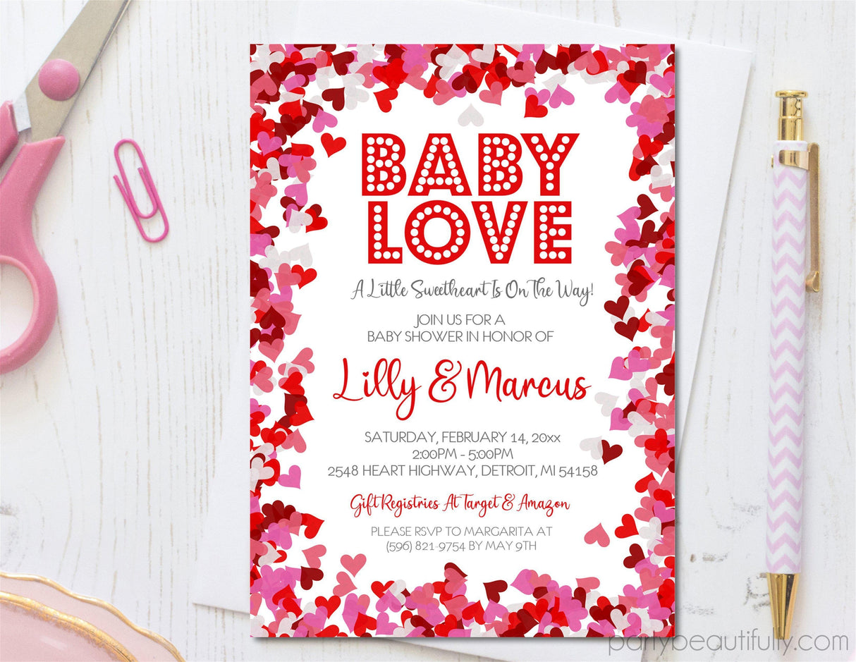 Baby Love Valentine's Day Baby Shower Invitations