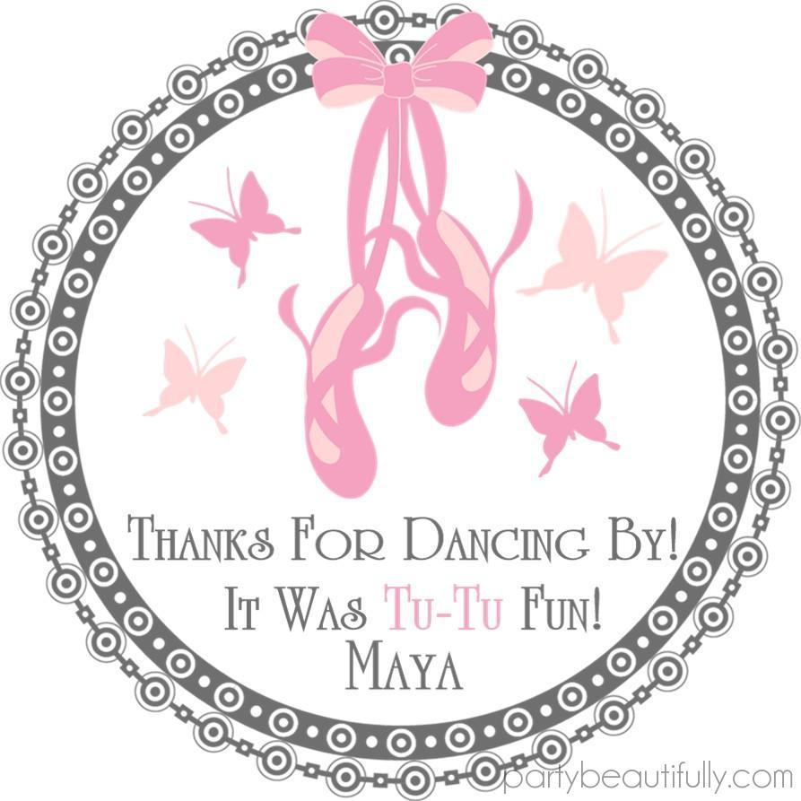 Ballet slippers and butterflies birthday sticker