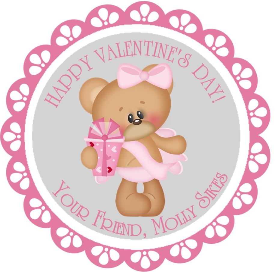 Bear with gift personalized Valentine sticker