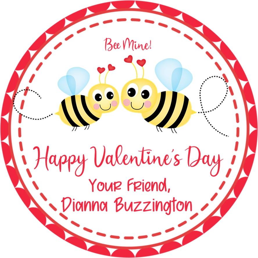 Bee mine yellow bee Valentine favor label