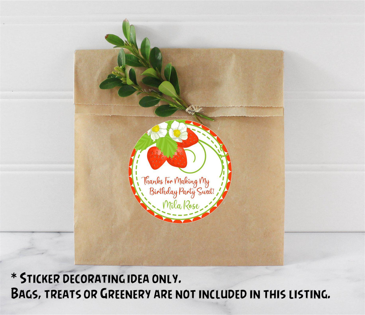 Berry sweet personalized strawberry sticker for girls